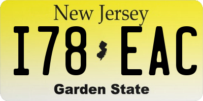 NJ license plate I78EAC
