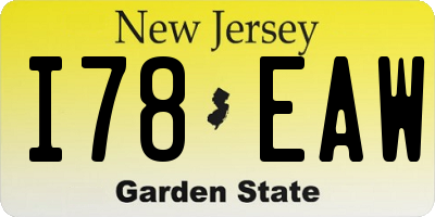 NJ license plate I78EAW