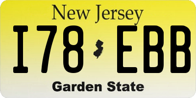 NJ license plate I78EBB