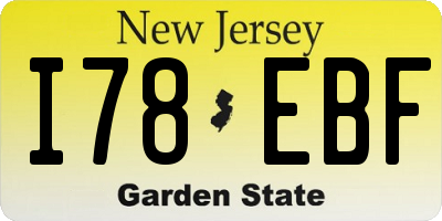 NJ license plate I78EBF