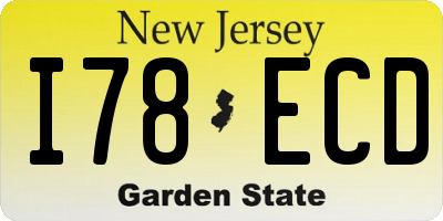 NJ license plate I78ECD