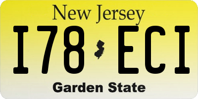 NJ license plate I78ECI