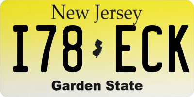 NJ license plate I78ECK