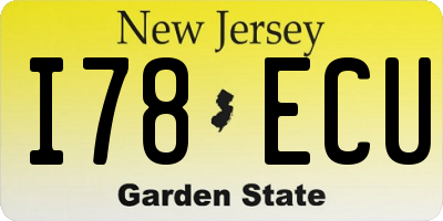 NJ license plate I78ECU
