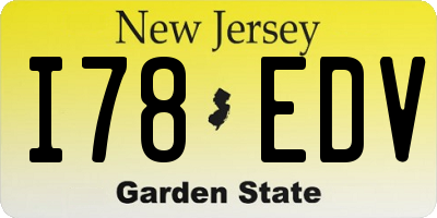 NJ license plate I78EDV