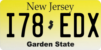 NJ license plate I78EDX
