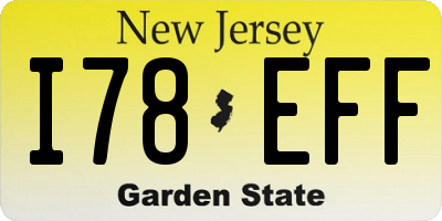 NJ license plate I78EFF