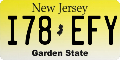 NJ license plate I78EFY