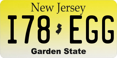 NJ license plate I78EGG