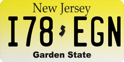 NJ license plate I78EGN