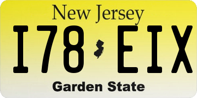 NJ license plate I78EIX