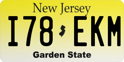 NJ license plate I78EKM