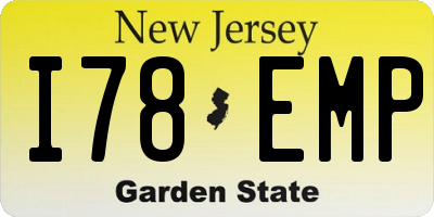 NJ license plate I78EMP