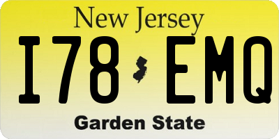 NJ license plate I78EMQ