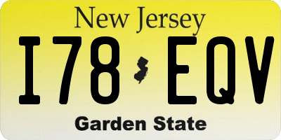 NJ license plate I78EQV