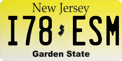 NJ license plate I78ESM