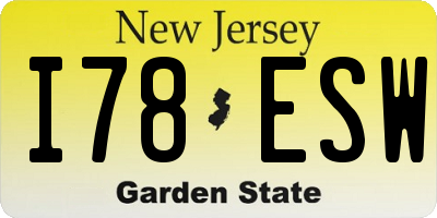 NJ license plate I78ESW