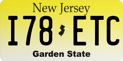 NJ license plate I78ETC