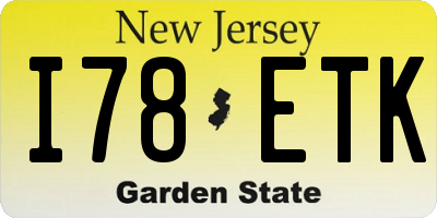 NJ license plate I78ETK