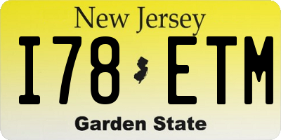 NJ license plate I78ETM