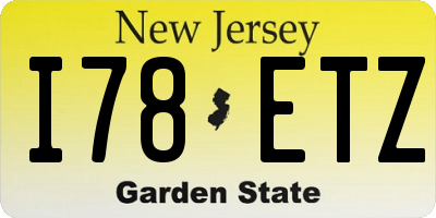 NJ license plate I78ETZ
