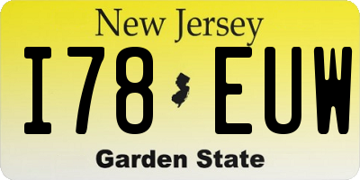 NJ license plate I78EUW