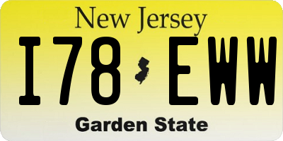 NJ license plate I78EWW