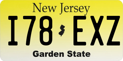 NJ license plate I78EXZ
