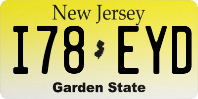 NJ license plate I78EYD