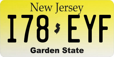 NJ license plate I78EYF