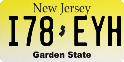 NJ license plate I78EYH