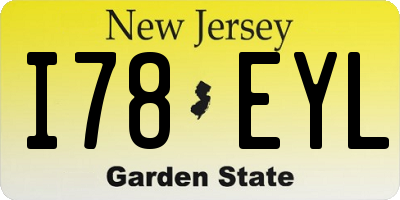 NJ license plate I78EYL