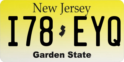 NJ license plate I78EYQ