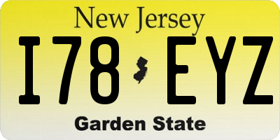 NJ license plate I78EYZ