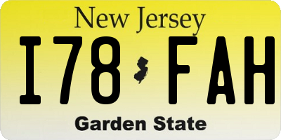 NJ license plate I78FAH