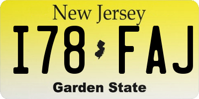 NJ license plate I78FAJ