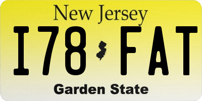 NJ license plate I78FAT