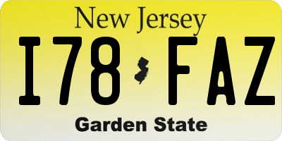 NJ license plate I78FAZ
