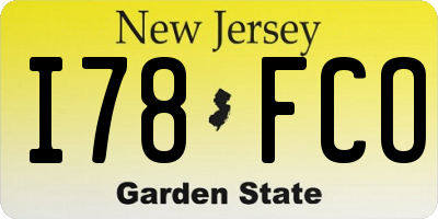 NJ license plate I78FCO