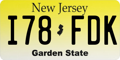 NJ license plate I78FDK