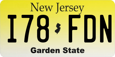 NJ license plate I78FDN