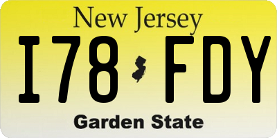 NJ license plate I78FDY