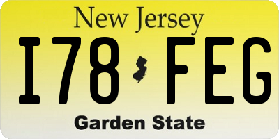 NJ license plate I78FEG
