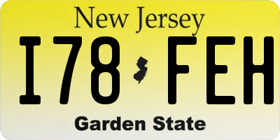 NJ license plate I78FEH