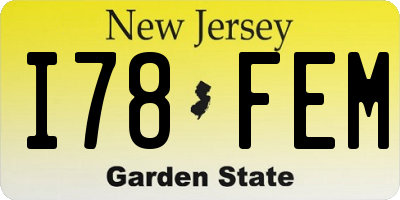 NJ license plate I78FEM