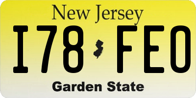 NJ license plate I78FEO