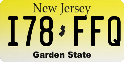 NJ license plate I78FFQ
