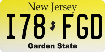 NJ license plate I78FGD