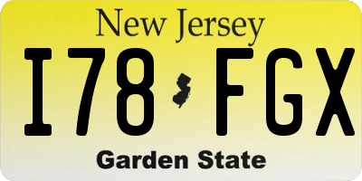 NJ license plate I78FGX