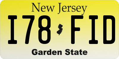 NJ license plate I78FID